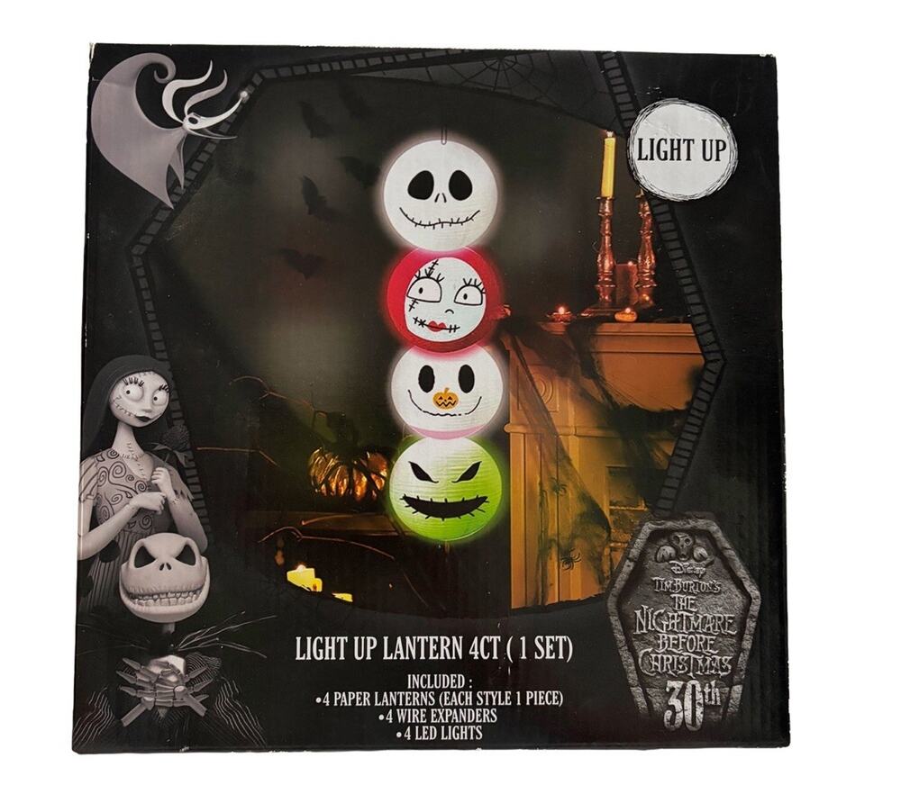 Disney Nightmare Before Christmas Light Up Lanterns Jack Sally Oogie Zero NEW